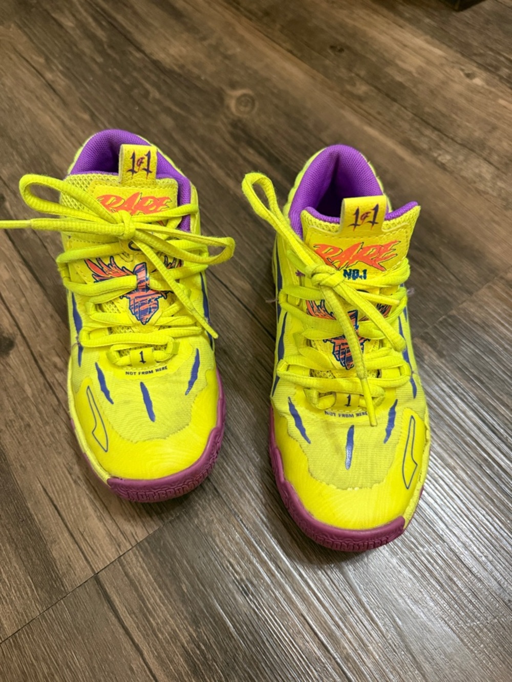 Puma Kids Yellow and Purple Athletic Sneakers